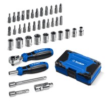 ЗУБР Профессионал-39 набор 39 шт: трещетка, отвертка-битодержатель с насадками (25180)