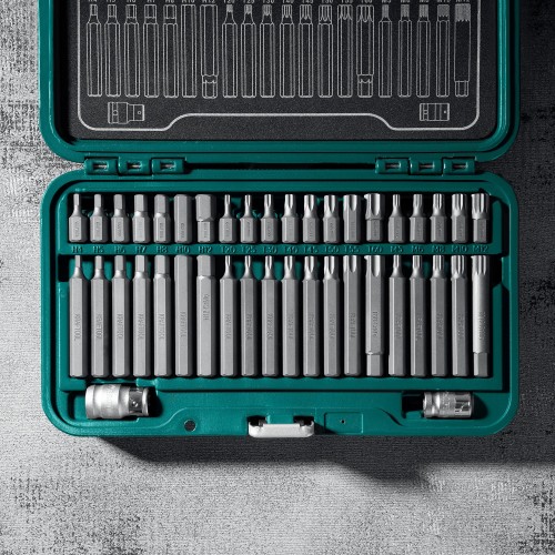 KRAFTOOL THS-42, 42 шт (HEX, TX, SPLINE) хвостовик 10 мм под квадрат 1/2″ набор специальных бит (26554)