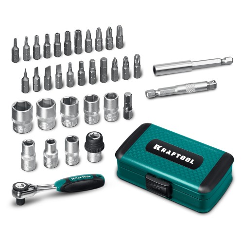 KRAFTOOL X-Drive 35, 35 предм., универсальный набор инструмента 1/4″ (27974)