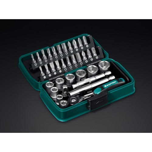 KRAFTOOL X-Drive 35, 35 предм., универсальный набор инструмента 1/4″ (27974)
