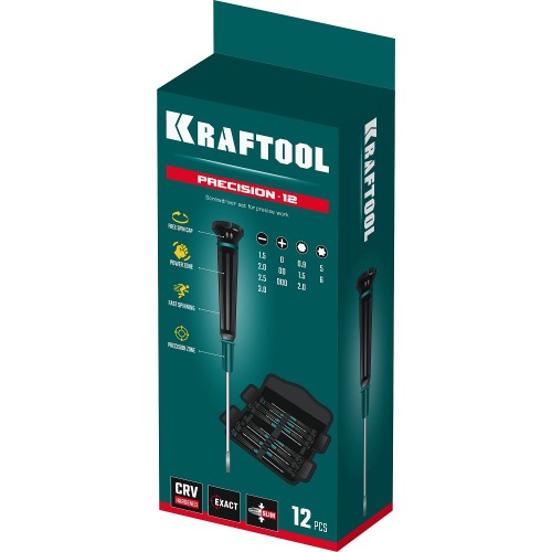 KRAFTOOL Precision-12, 12 предм., для точных работ, набор отверток (25689)
