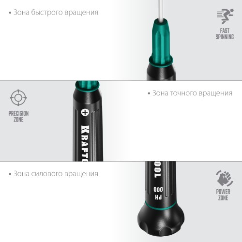 KRAFTOOL Precision PH000, отвертка для точных работ (25682-000)