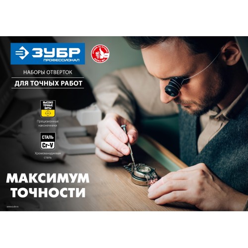 ЗУБР 24 предм., отвертка для точных работ с насадками, Профессионал (25648-H24)