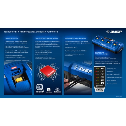 ЗУБР Power PRO, 20 В, 2.0 А·ч, аккумулятор LMS, ПРОФЕССИОНАЛ (BP-P-20-2)