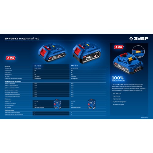 ЗУБР Power PRO, 20 В, 4.0 А·ч, аккумулятор LMS, ПРОФЕССИОНАЛ (BP-P-20-4)