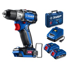 ЗУБР КОМПАКТ #2 20 В, 50 Н·м, 2 АКБ LMS (2 А·ч), бесщеточная дрель-шуруповерт, кейс, ПРОФЕССИОНАЛ (DB-50-22)