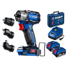 ЗУБР КОМПАКТ Комби #3, 20 В, 50 Н·м, 2 АКБ LMS (4 А·ч), бесщеточная модульная дрель-шуруповерт, кейс, ПРОФЕССИОНАЛ (DB-50-42-H3)