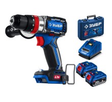 ЗУБР 20 В, 70 Н·м, 2 АКБ LMS (4 А·ч), бесщеточная ударная дрель-шуруповерт, кейс, ПРОФЕССИОНАЛ (DBS-70-42)