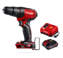 ЗУБР 20 В, 40 Н·м, 1 АКБ LMS (2 А·ч), ударная дрель-шуруповерт (ДШУ-40-21)