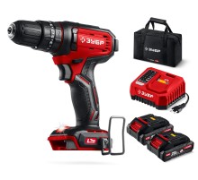 ЗУБР 20 В, 40 Н·м, 2 АКБ LMS (2 А·ч), ударная дрель-шуруповерт, сумка (ДШУ-40-22)