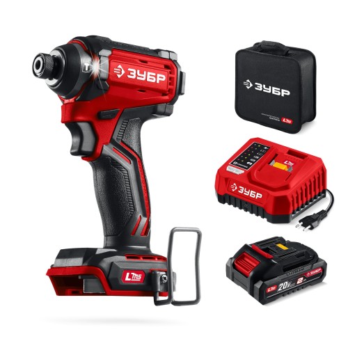 ЗУБР 20 В, 180 Н·м, 1 АКБ LMS (2 А·ч), бесщеточный ударный винтоверт, сумка (ВБУ-180-21)