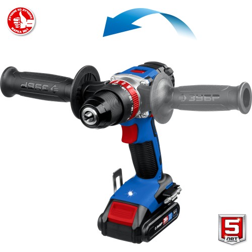 ЗУБР Т7, 20 В, 70 Н·м, 2 АКБ (2 А·ч), бесщеточная ударная дрель-шуруповерт, кейс, Профессионал (DBS-201-22)