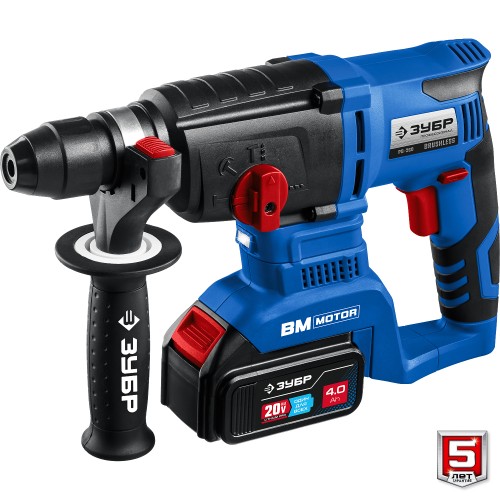 ЗУБР Т7, 20 В, 26 мм, 2 АКБ (4 А·ч), бесщеточный перфоратор, кейс, Профессионал (PB-260-42)