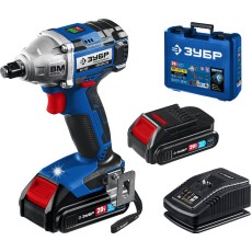 ЗУБР Т7, 20 В, 280 Н·м, 2 АКБ (2 А·ч), бесщеточный гайковерт, кейс, Профессионал (GB-250-22)