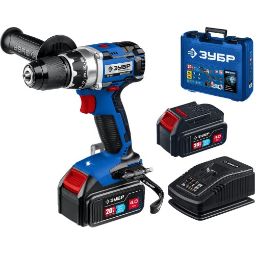 ЗУБР Т7, 20 В, 70 Н·м, 2 АКБ (4 А·ч), бесщеточная дрель-шуруповерт, кейс, Профессионал (DB-201-42)