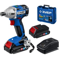 ЗУБР Т7, 20 В, 280 Н·м, 2 АКБ (2 А·ч), бесщеточный винтоверт, кейс, Профессионал (GVB-250-22)