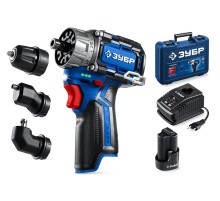 ЗУБР КОМБИ #2, 12 В, 45 Н·м, 1 АКБ тип Т7 (2 А·ч), модульная дрель-шуруповерт, BRUSHLESS, кейс, Профессионал (DB-125-21)