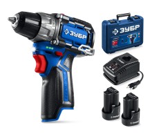 ЗУБР КОМПАКТ #3, 12 В, 45 Н·м, 2 АКБ тип Т7 (2 А·ч), дрель-шуруповерт, BRUSHLESS, кейс, Профессионал (DB-121-22)