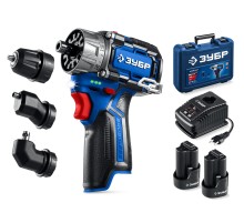 ЗУБР КОМБИ #3, 12 В, 45 Н·м, 2 АКБ тип Т7 (2 А·ч), модульная дрель-шуруповерт, BRUSHLESS, кейс, Профессионал (DB-125-22)