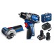 ЗУБР КОМПАКТ #5, набор: дрель-шуруповерт + мини УШМ + LED фонарь, BRUSHLESS, 12 В, 45 Н·м, 2 АКБ тип Т7 (4 и 2 А·ч), кейс, Профессионал (DB-121-42AB)