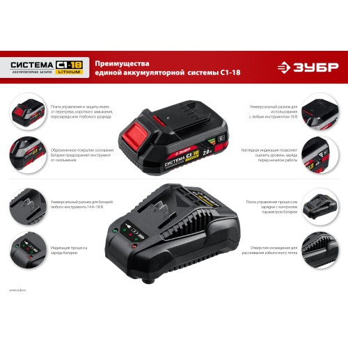 ЗУБР C1-18, 18 В, OQIS, без АКБ, реноватор, набор насадок (МФИ-18 Н)