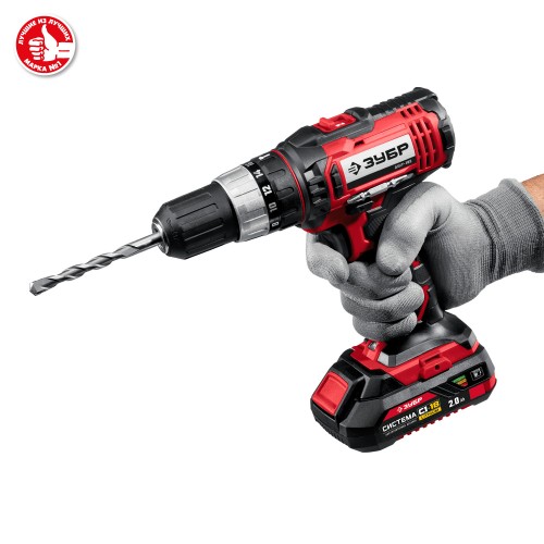 ЗУБР С1-18, 18 В, 40 Н·м, 2 АКБ (2 А·ч), ударная дрель-шуруповерт, кейс (ДШУ-185-22)