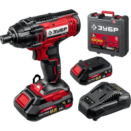 ЗУБР С1-18, 18 В, 250 Н·м, 2 АКБ (2 А·ч), винтоверт ударный, кейс (ГВЛ-255-22)