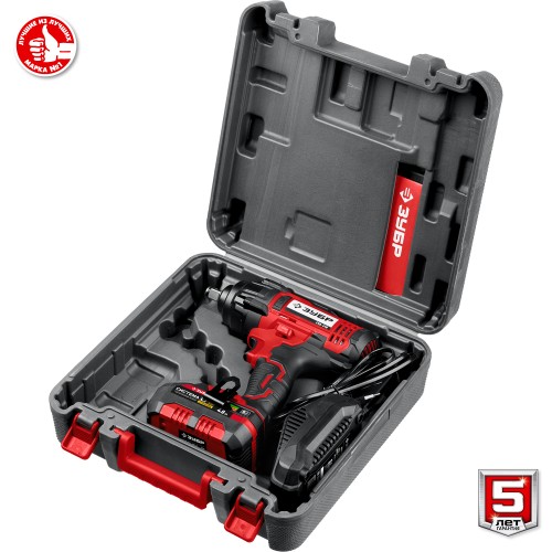 ЗУБР С1-18, 18 В, 400 Н·м, 1 АКБ (4 А·ч), гайковерт ударный, кейс (ГУЛ-410-41)