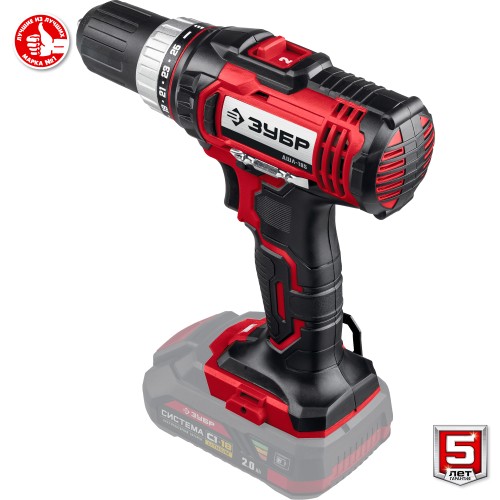 ЗУБР С1-18, 18 В, 40 Н·м, без АКБ, дрель-шуруповерт (ДШЛ-185)