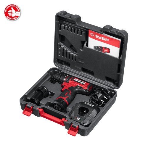 ЗУБР С1-12, 12 В, 30 Н·м, 2 АКБ (2 А·ч), дрель-шуруповерт, кейс (ДШЛ-125-22)