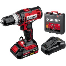 ЗУБР С1, 14.4 В, 35 Н·м, 1 АКБ (2 А·ч), дрель-шуруповерт, кейс (ДШЛ-145-21)