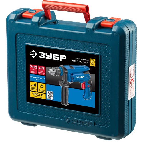 ЗУБР 780 Вт, 13 мм, ударная дрель, кейс, Профессионал (ЗДУ-780 ЭРМК2)