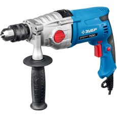 ЗУБР 1100 Вт, 13 мм, 2 скорости, ударная дрель, мет. корпус, кейс, Профессионал (ЗДУ-1100 ЭРМКМ2)