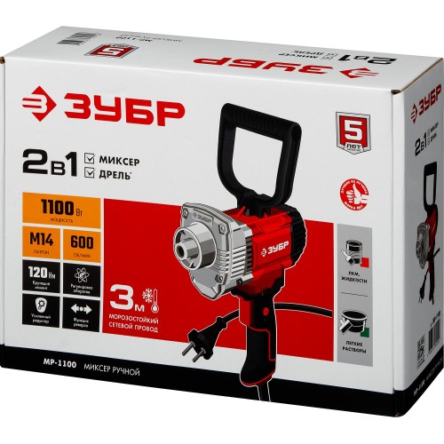 ЗУБР 1100 Вт, М14, дрель-миксер (МР-1100)