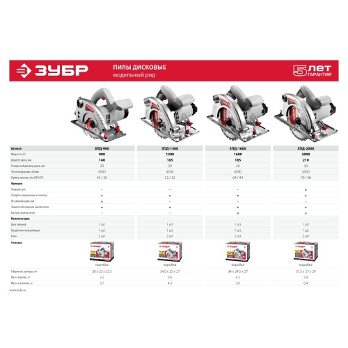 ЗУБР d 140 мм, 900 Вт, циркулярная пила (дисковая) (ЗПД-900)