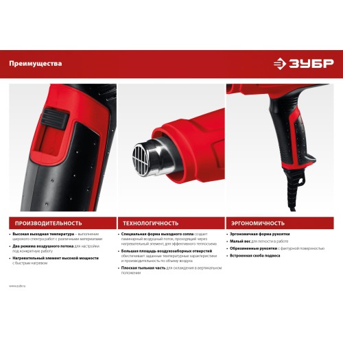 ЗУБР 1600 Вт, технический фен (ФТ-1600)