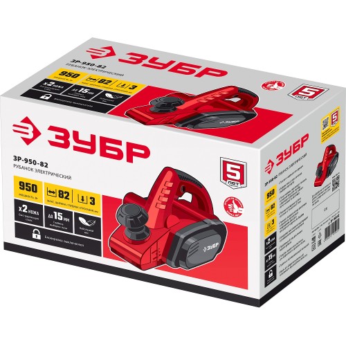 ЗУБР 950 Вт, 82 мм, электрический рубанок (электрорубанок) (ЗР-950-82)