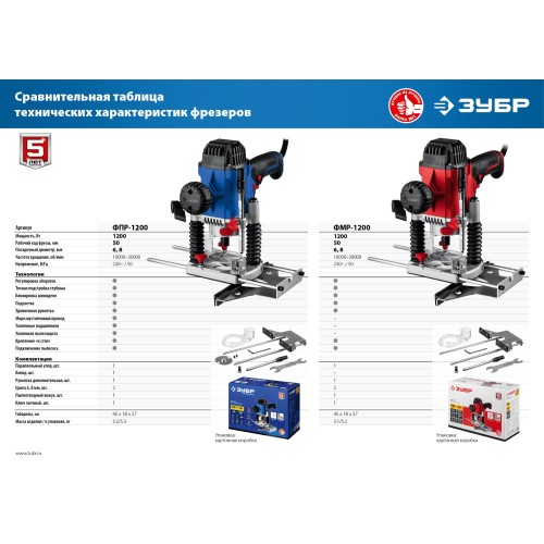 ЗУБР 1200 Вт, 50 мм, универсальный фрезер (ФМР-1200)