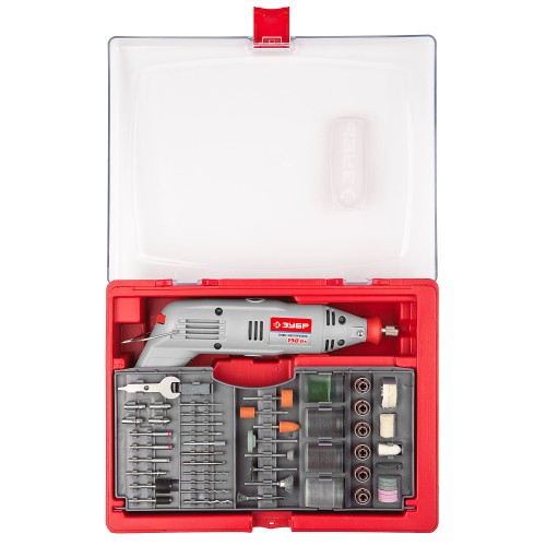 ЗУБР 176 предметов, 130 Вт, набор мини-насадок с гравером (ЗГ-130ЭК H176)