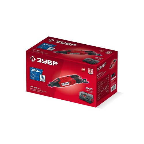 ЗУБР 245 предметов, 160 Вт, набор мини-насадок с гравером (ЗГ-160-H245)