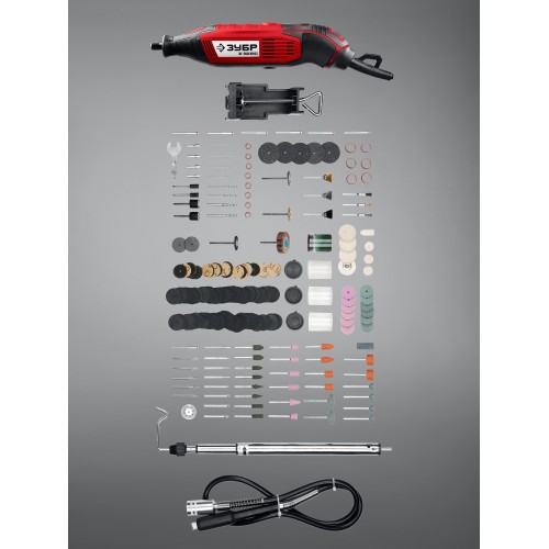 ЗУБР 245 предметов, 160 Вт, набор мини-насадок с гравером (ЗГ-160-H245)