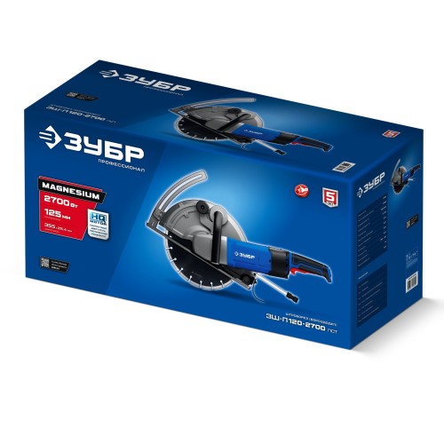 ЗУБР d 355 мм, 2700 Вт, 125 мм, штроборез (бороздодел), Профессионал (ЗШ-П120-2700 ПСТ)