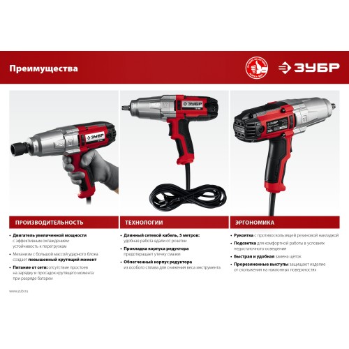 ЗУБР 300 Н·м, 350 Вт, кейс, ударный гайковерт (ГС-300 К)