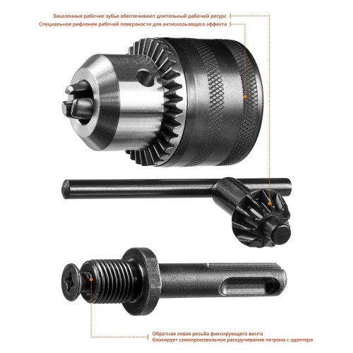 ЗУБР переходник SDS+, ударный ключевой патрон, набор (29081-H3)