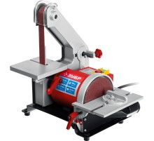 ЗУБР d 125 мм, 25 х 762 мм лента, 330 Вт, тарельчато - ленточный шлифовальный станок (ЗШС-330)