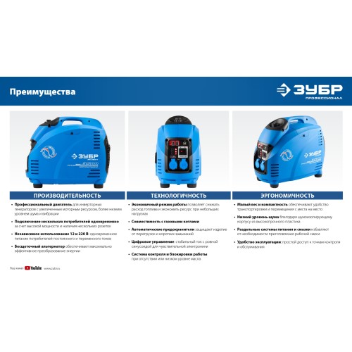 ЗУБР 3500 Вт, инверторный генератор, Профессионал (ЗИГ-3500)