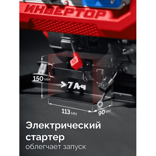 ЗУБР 5500 Вт, инверторный генератор с электростартером и розеткой АВР (СБИ-5500ЕА)