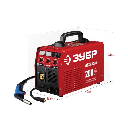 ЗУБР MIG-MAG / ММА, 200 А, RED MACHINE, сварочный полуавтомат инверторный (ПС-200)