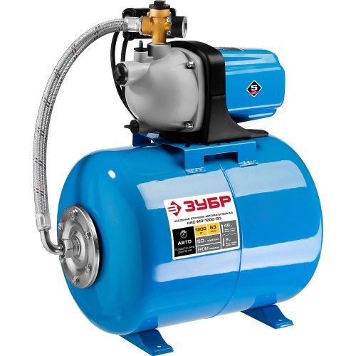 ЗУБР 1200 Вт, бак 50 л, автоматическая насосная станция (НАС-М3-1200-50)