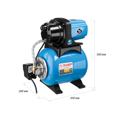 ЗУБР 800 Вт, бак 20 л, автоматическая насосная станция, чугунный корпус (НАС-М3-800-Ч)